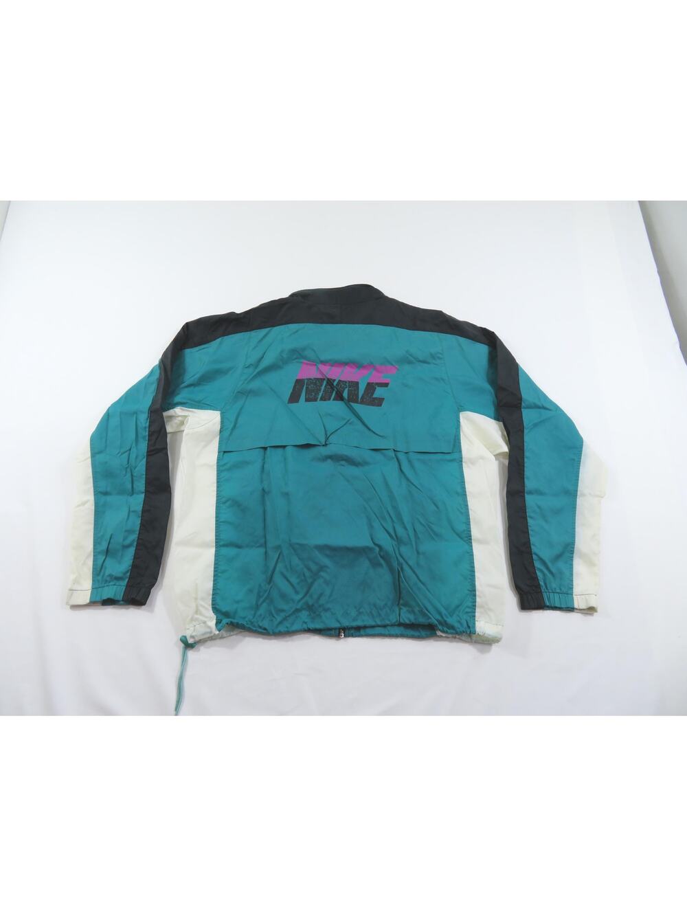 NIKE Windbreaker Jacket, Gray Tag, Track-Style, Green White, Sz XL 1990s